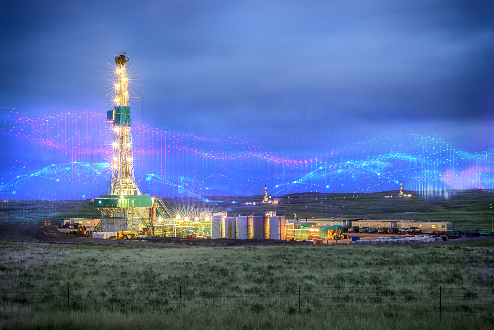 A fracking drill rig used to extract natural gas